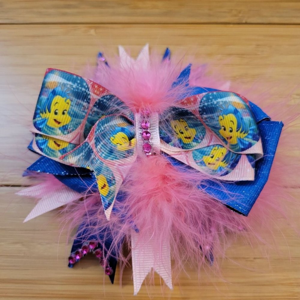 Little Mermaid Flounder ribbon bow - Picture 1 of 7